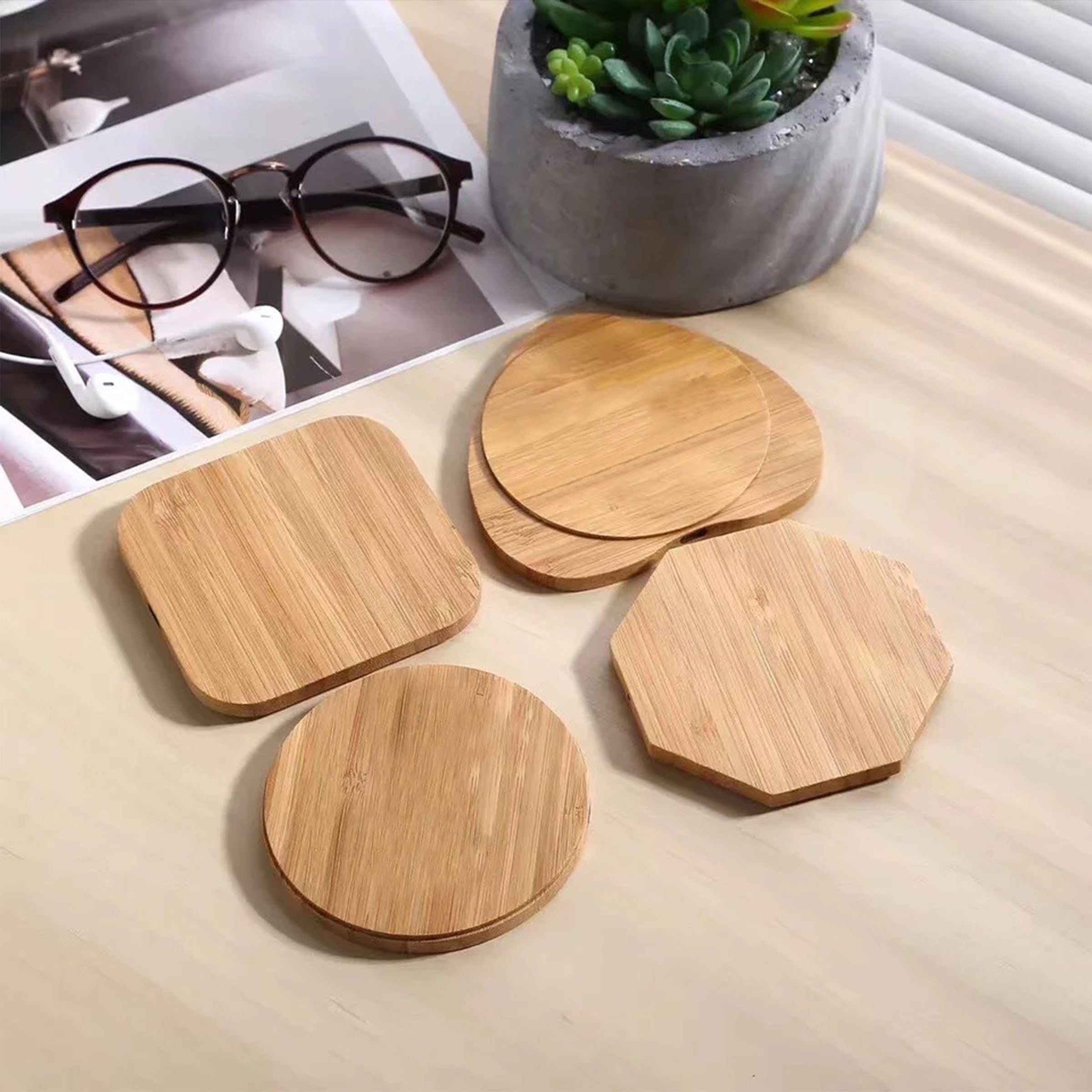 Bamboo wood fast charging wireless charger | 實木竹木創意木紋手機通用10W快充無線充電器BG17-22
