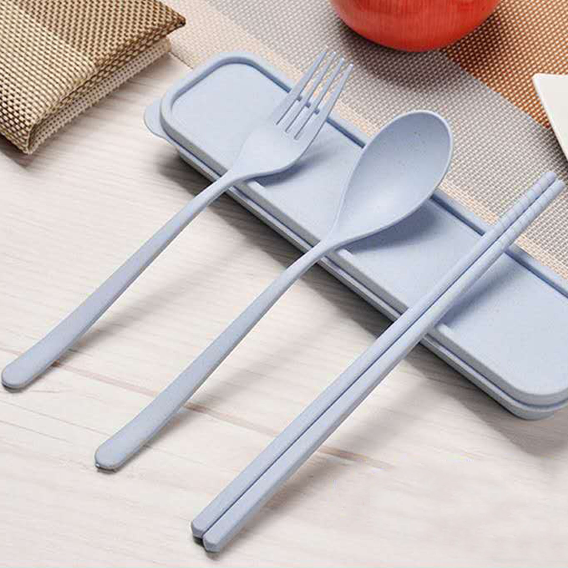 Wheat Straw Tableware Portable Box | 小麥秸稈筷勺叉食品級餐具三件套裝便攜盒裝BG17-11