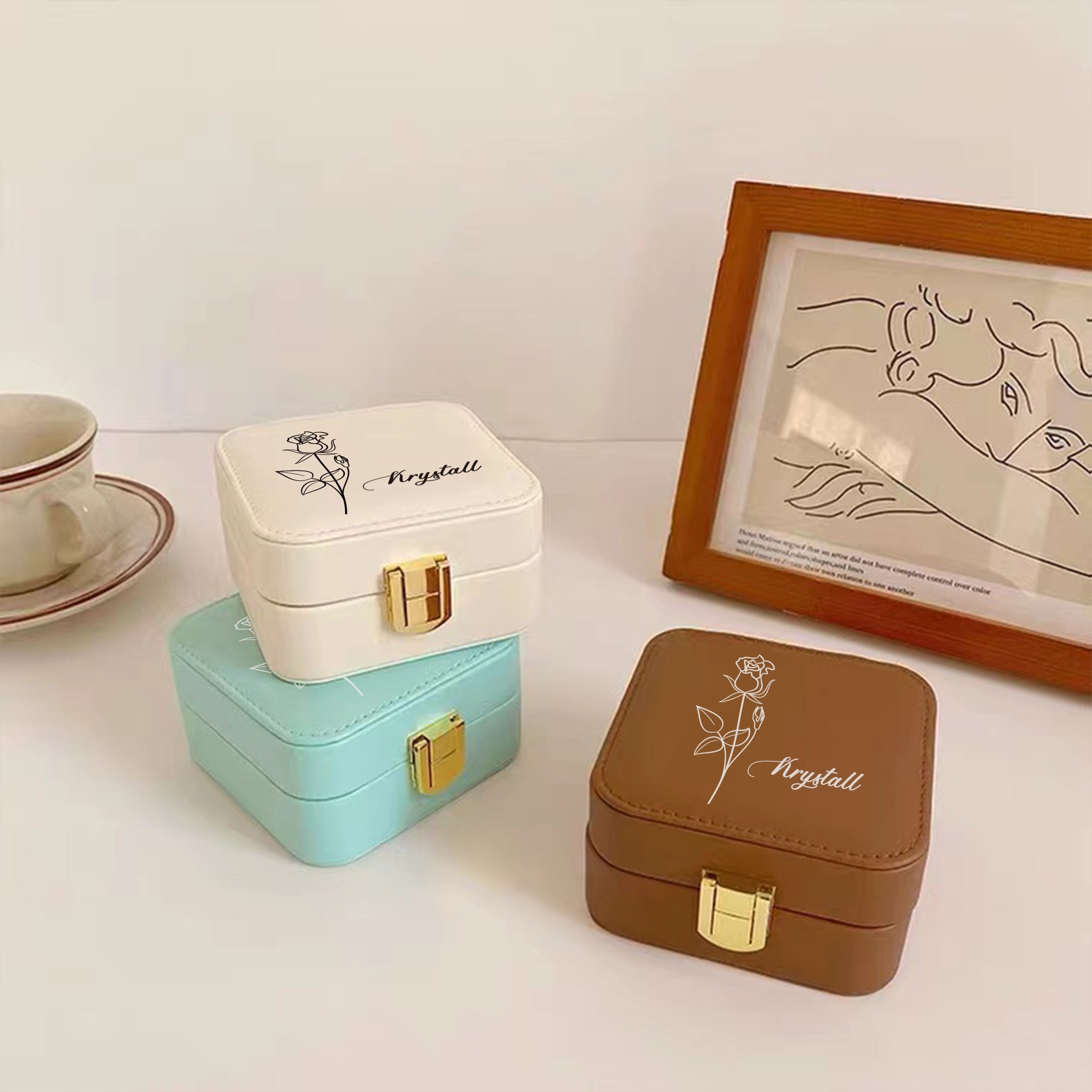Solid Color Homeware Jewelry Box |大容量收納盒便攜精緻女士有鏡款首飾盒定制BG23-3