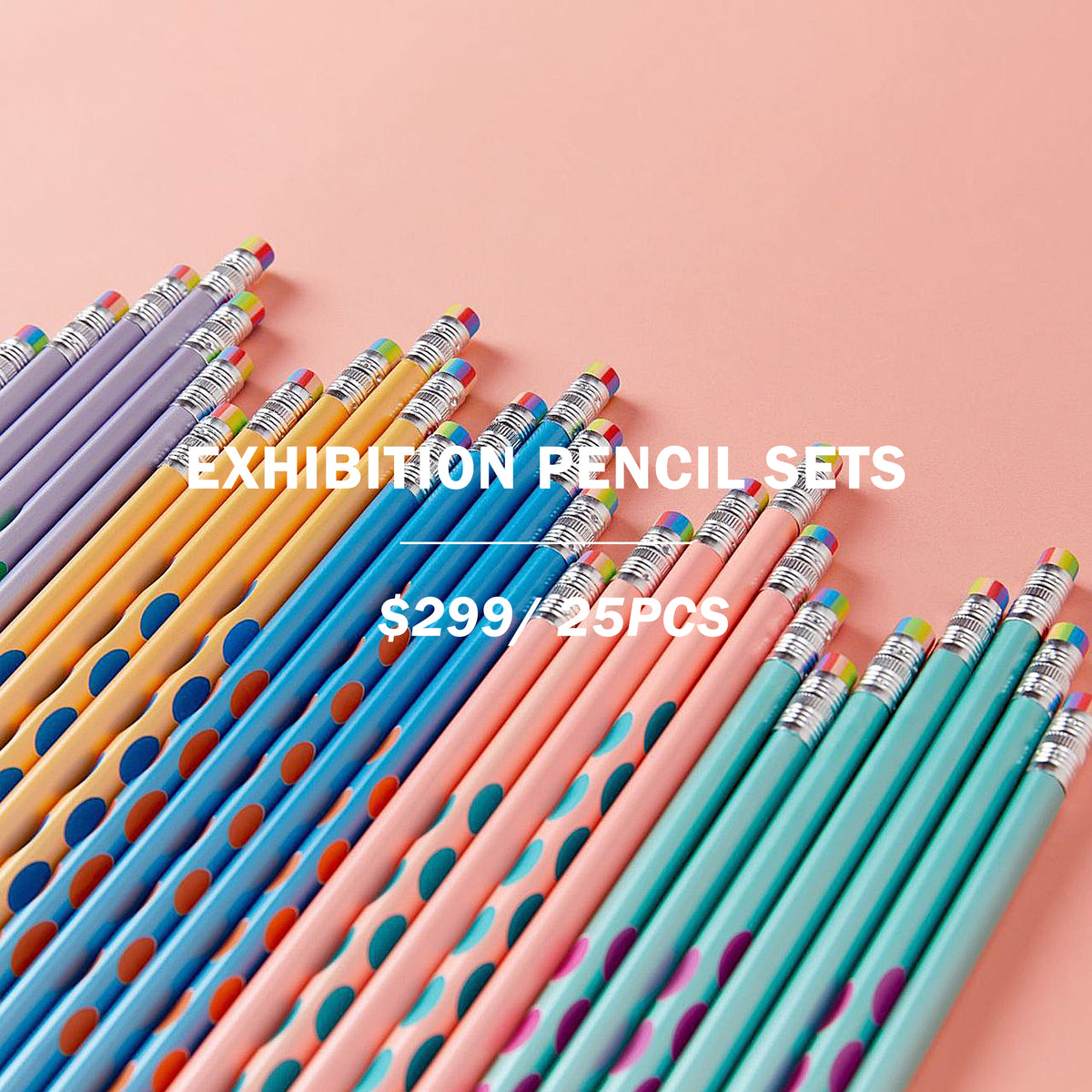 【EXHIBITION GIFTS】Multicolor stationery pen & eraser pencil printing logo x 25 pcs | 馬卡龍色鉛筆25件套訂製 橡皮頭鉛筆訂製
