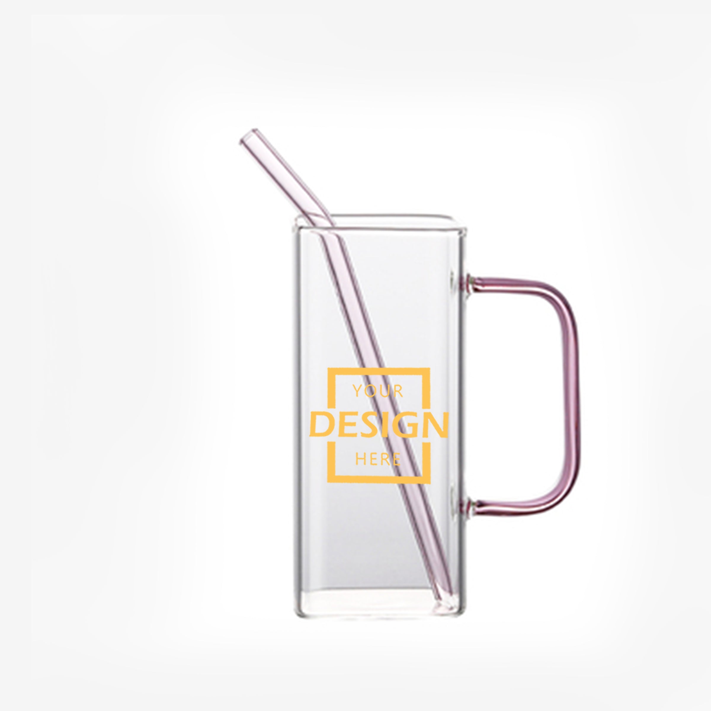 Square Mug&Water Bottle Glass Tumbler | 透明純色大容量吸管玻璃杯定制BG26-29