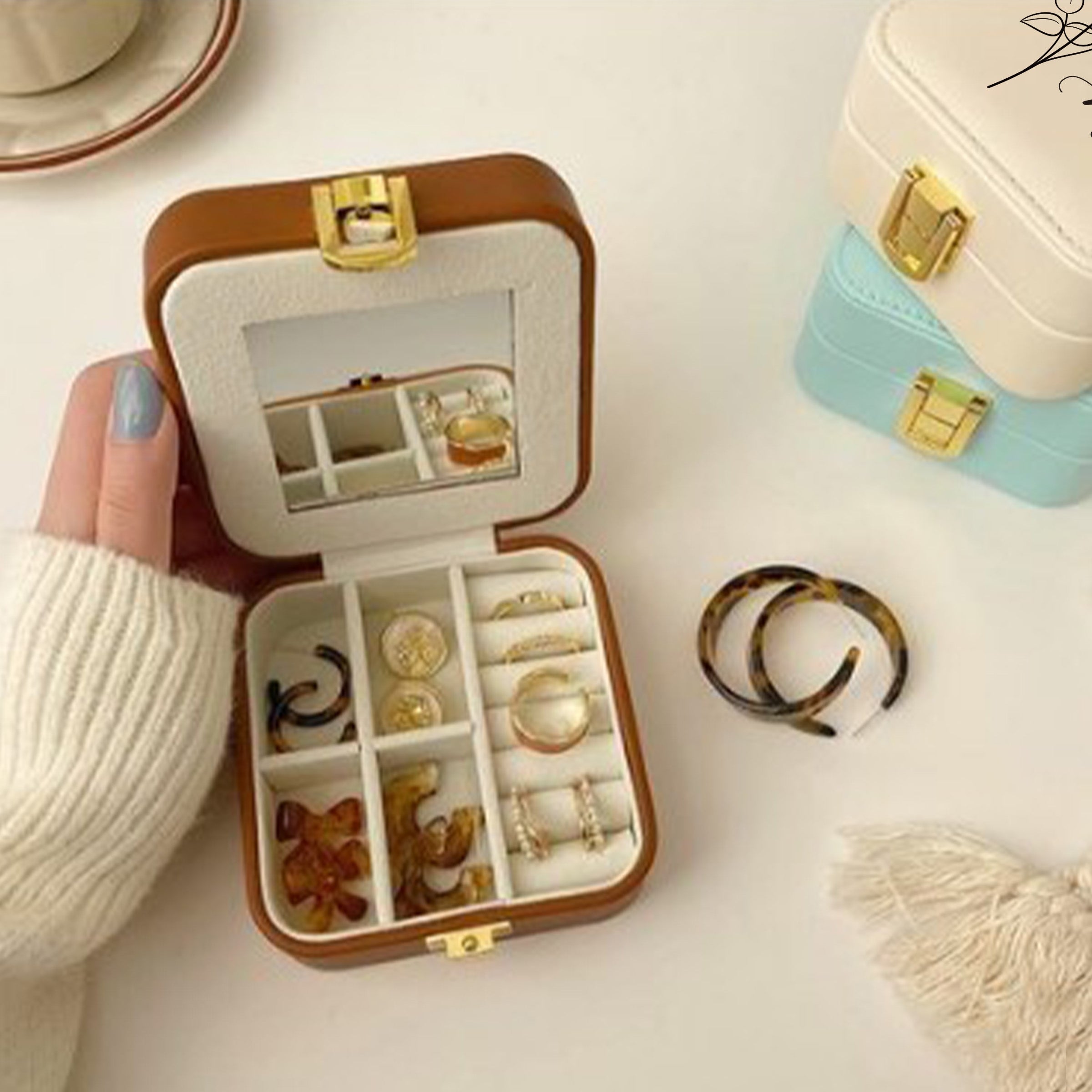 Solid Color Homeware Jewelry Box |大容量收納盒便攜精緻女士有鏡款首飾盒定制BG23-3