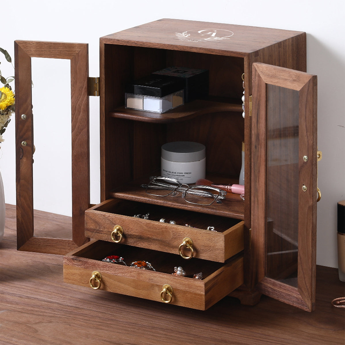Solid Wood Homeware Jewelry Box | 黑胡桃木桌面收納櫃送禮實木收納盒定制