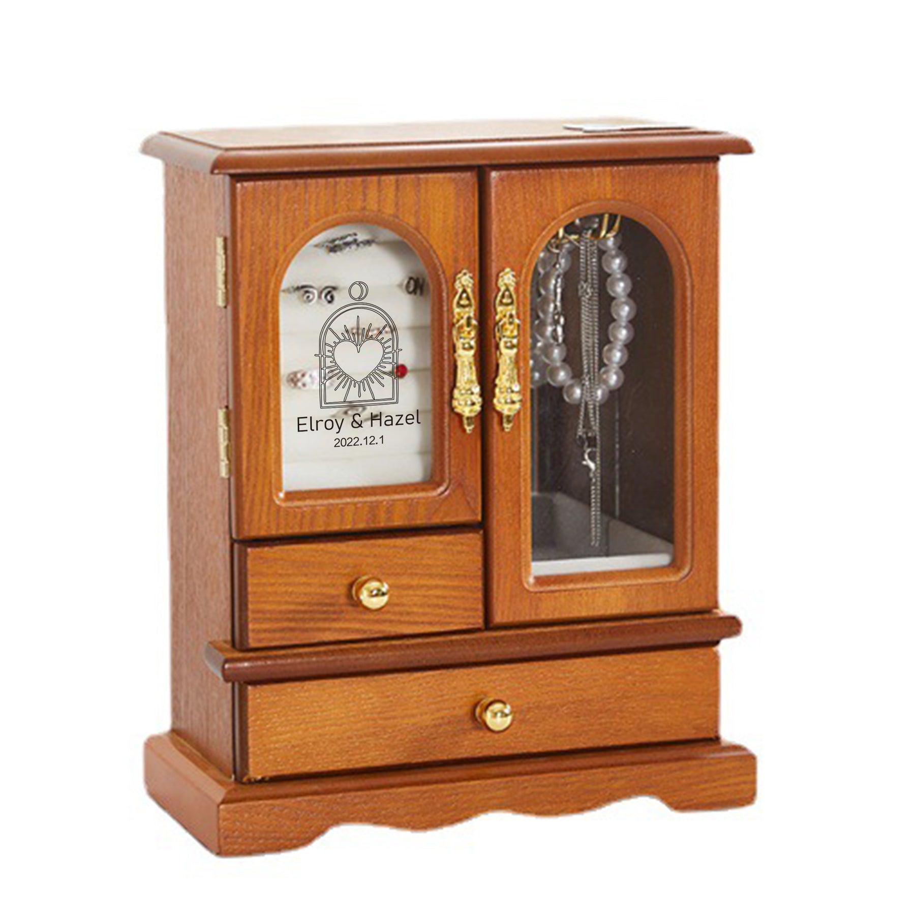 【家居系列】首飾盒木質復古歐美 項鏈戒指桌面家用大容量收納盒