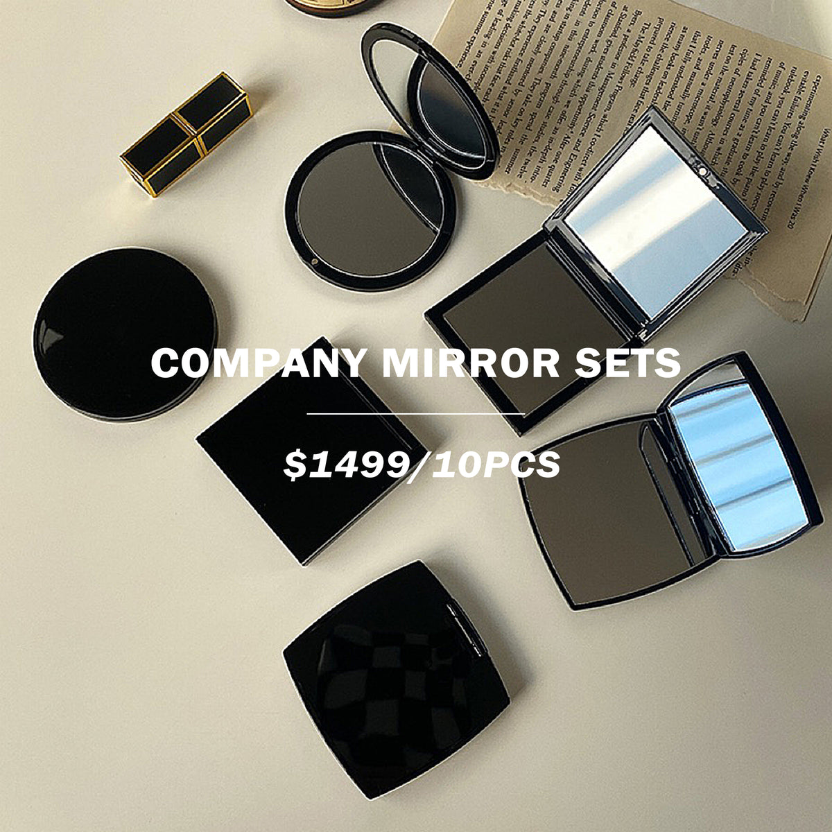 【Company Gifts】 Black Makeup Mirror & Portable Mirror Customization Black Makeup Mirror & Portable Mirror Printing Logo X 10pcs |小香風隨身鏡10件套裝訂製 隨身鏡訂製