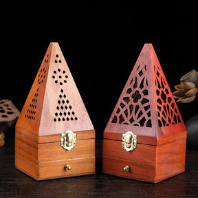 【家居系列】木質塔香爐木質熏香盒金字塔沉香木盒訂製