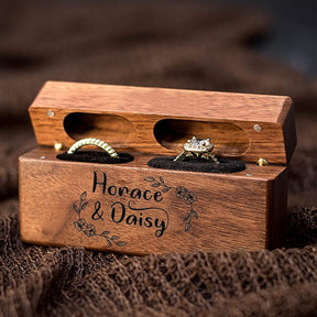 【婚禮系列】訂製logo長方形木盒婚禮雙戒指收納盒