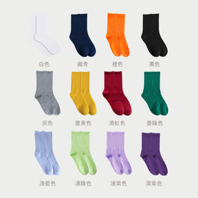 【健身系列】訂製糖果色中筒襪 棉襪百搭運動襪（2對）