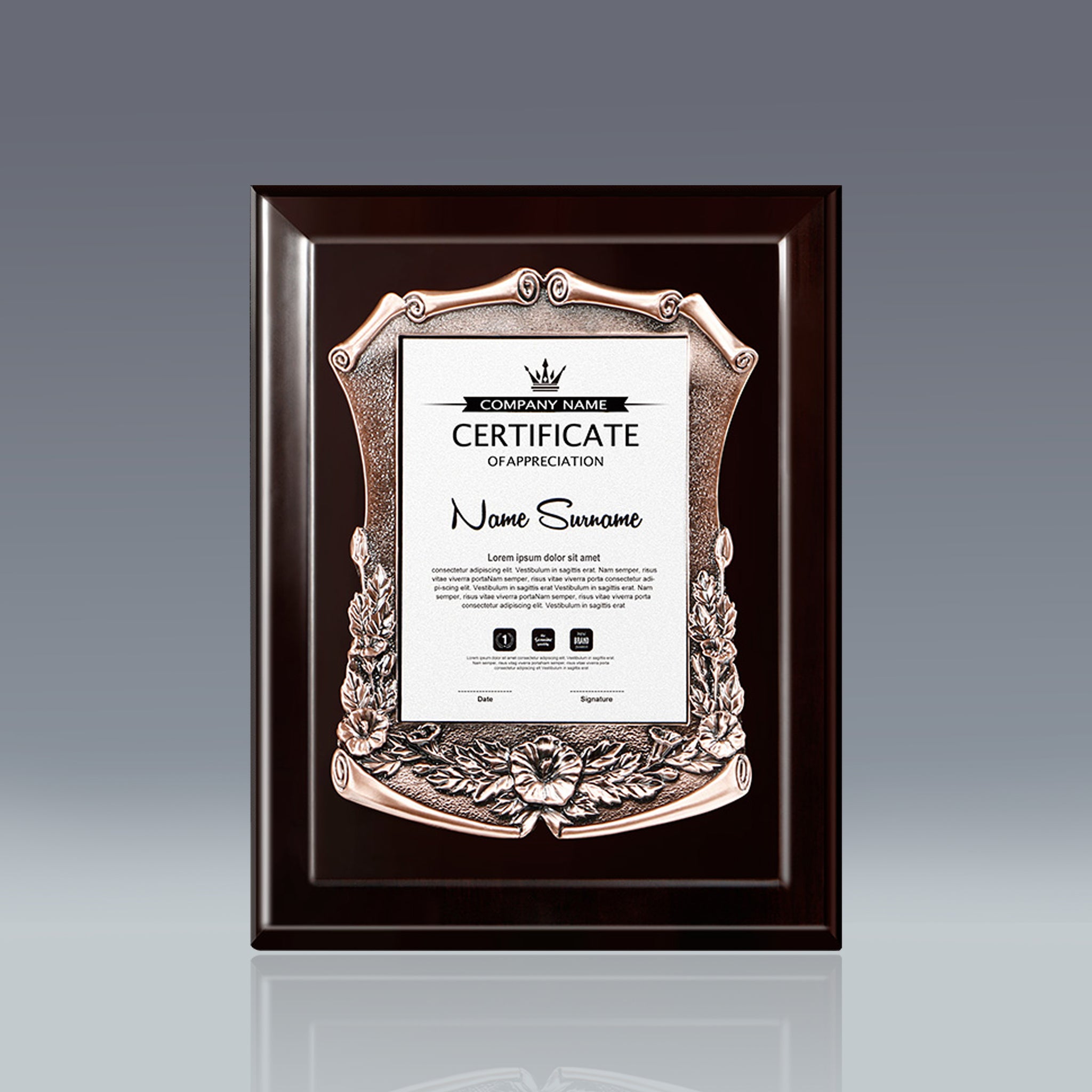 Imitation Solid Wood Trophy Medals | 高級簡約花邊企業榮譽獎牌定製BG32-25