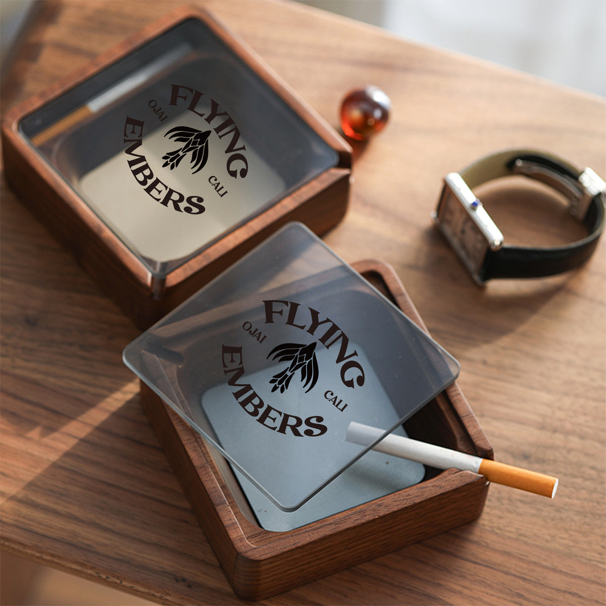 【家居系列】北美黑胡桃木整木煙灰缸創意客製防飛灰煙灰盒