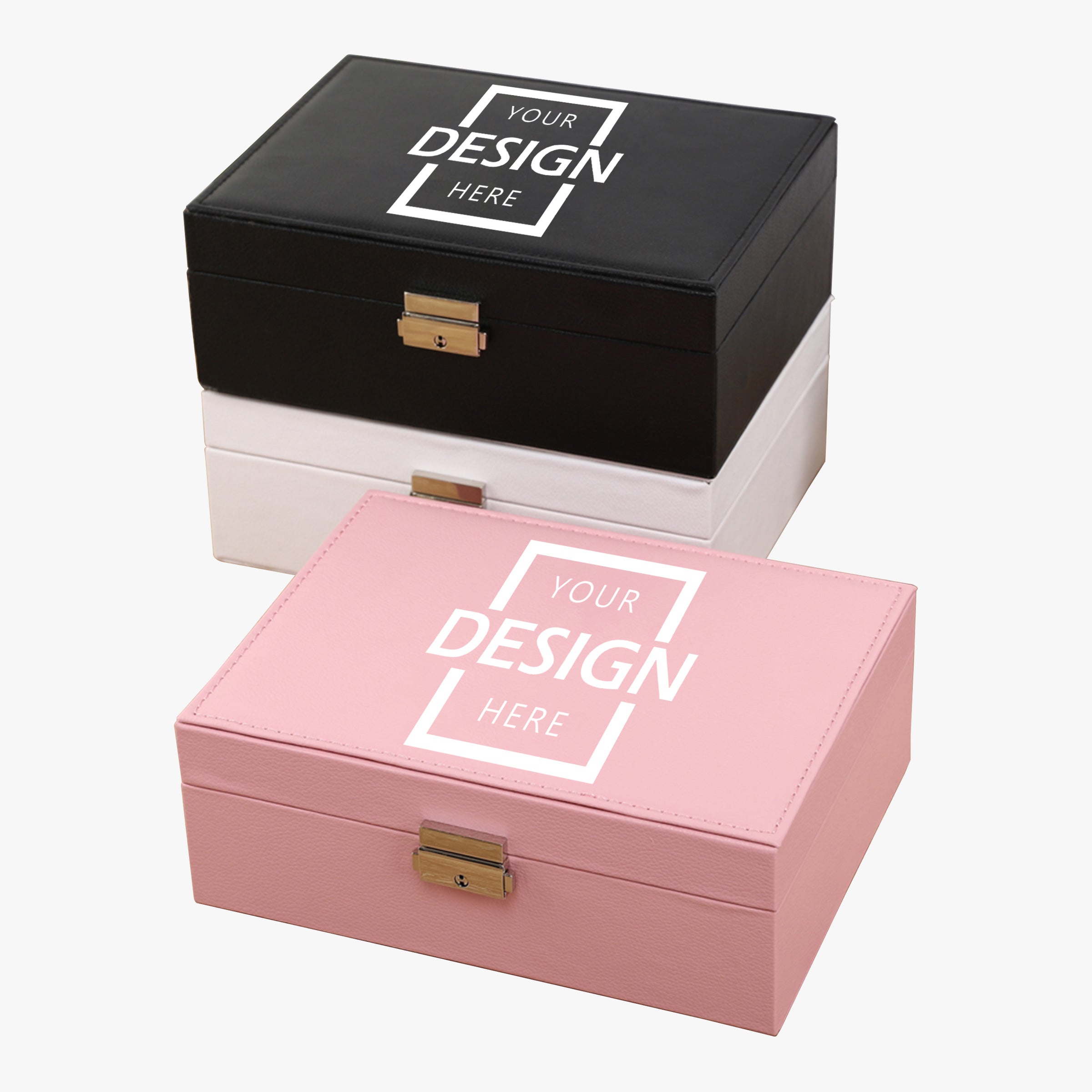 PU  Homeware Jewelry Box | 大容量PU皮雙層女士珠寶首飾收納盒定制BG23-8