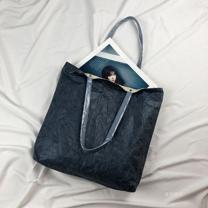 Washed Tyvek Embossed Eco-friendly Tote Bag | 水洗揉紋杜邦紙袋雙層帆佈內裡購物環保手提袋定製