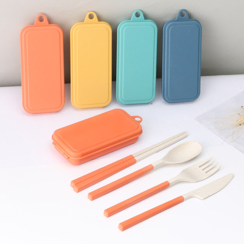 Portable Folding Tableware Wheat Straw Set | 上班族便攜折疊餐具刀叉小麥秸稈外帶收納盒