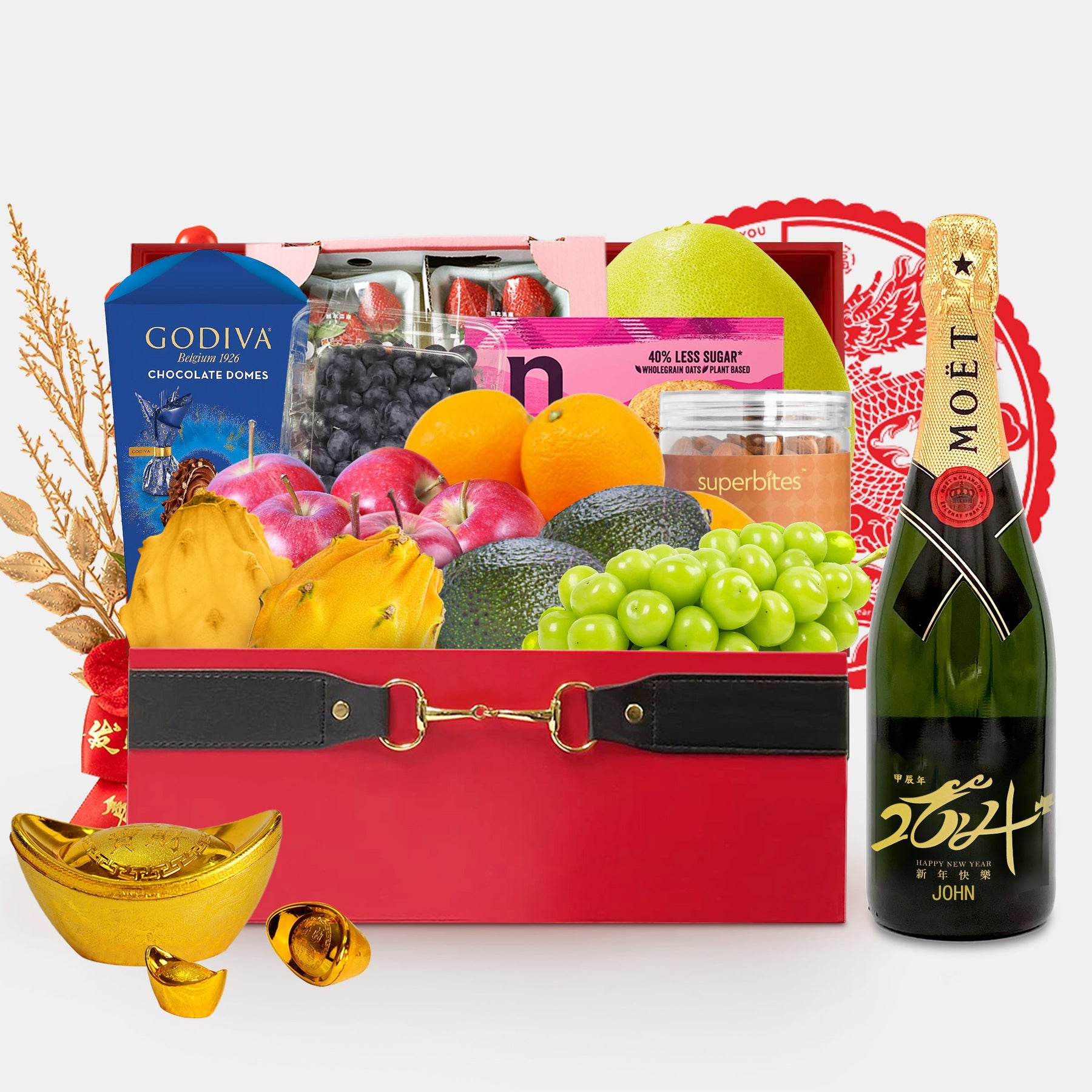 2024 Chinese New Year Hamper | 客製禮籃 生果食品豪華香檳禮籃