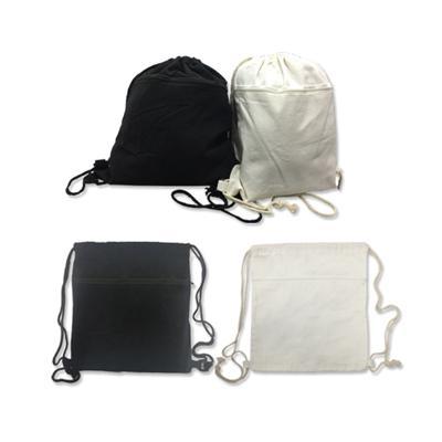 Cotton Canvas Drawstring Bag with Zip Compartment