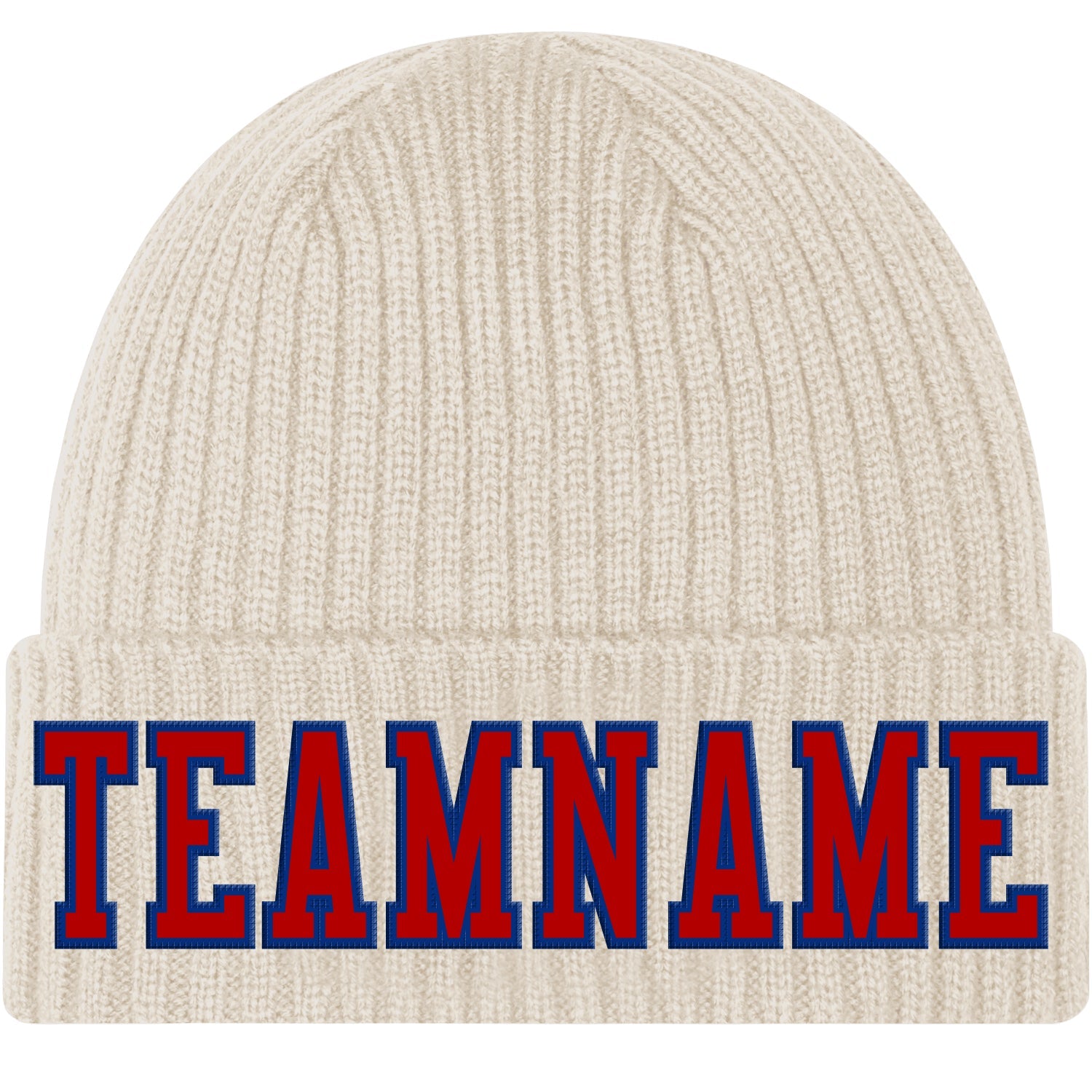Custom Khaki Red-Royal Stitched Cuffed Knit Hat