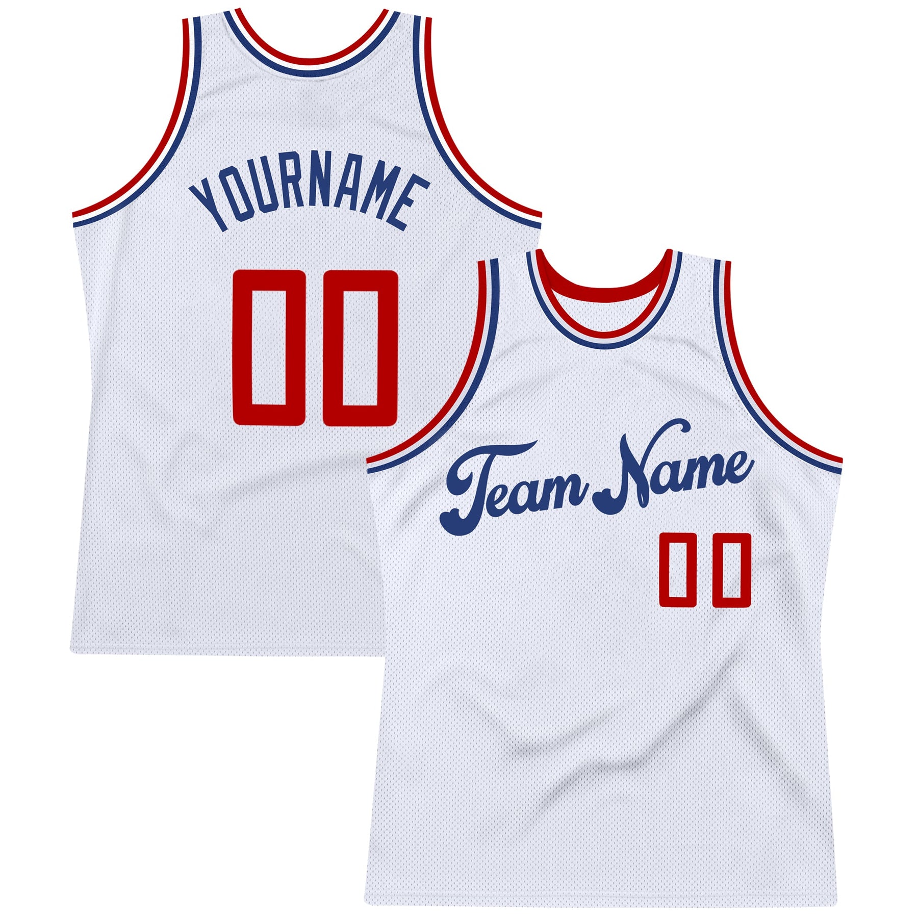 Custom White Red-Royal Authentic Throwback Basketball Jersey